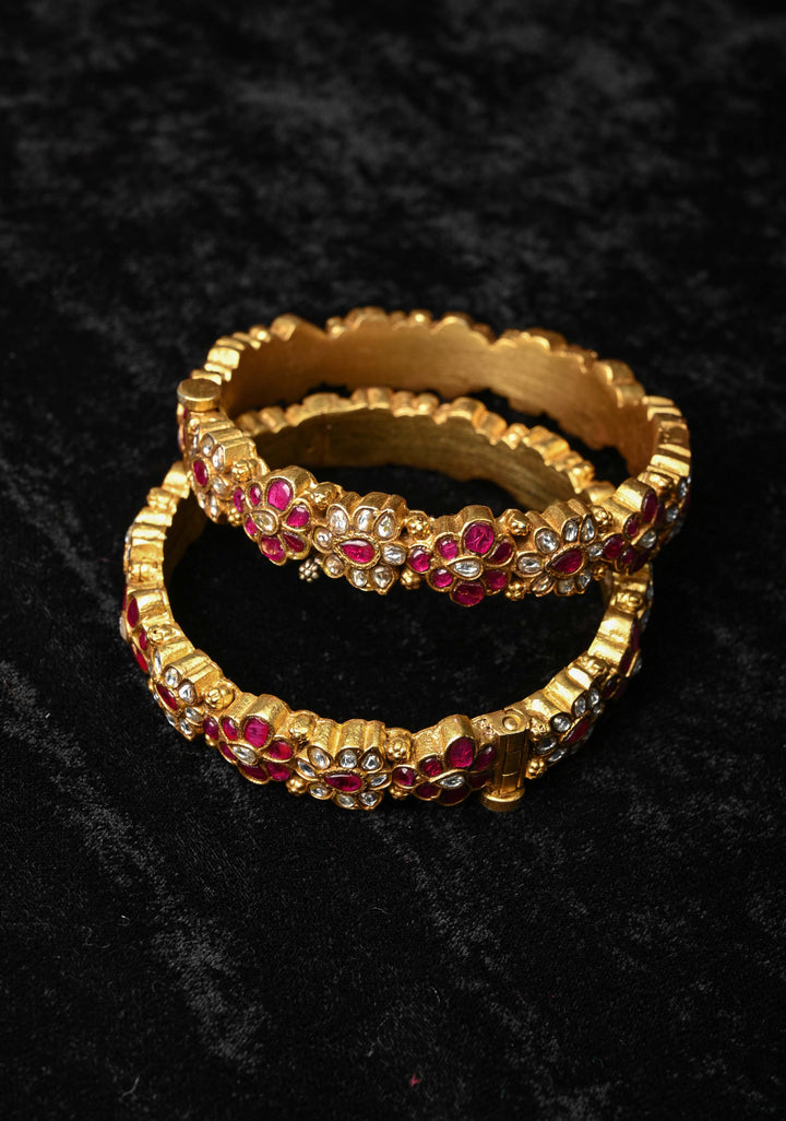 92.5 Jadau Kundan Pair of Kadas , openable  2.4" - 2.6, Pair ( inclues 2 kadas)