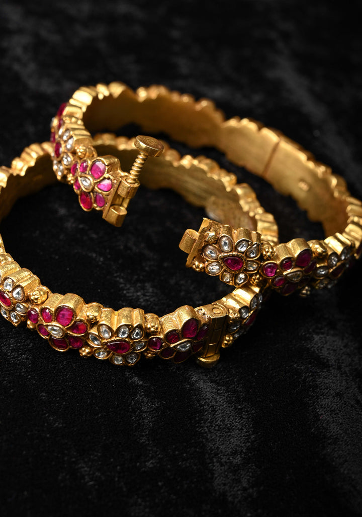 92.5 Jadau Kundan Pair of Kadas , openable  2.4" - 2.6, Pair ( inclues 2 kadas)