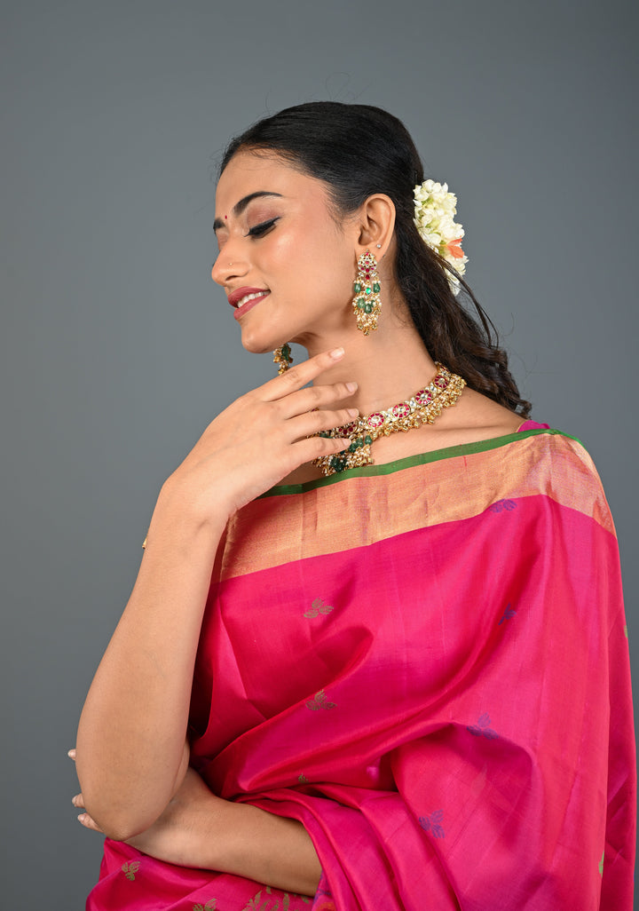 Ahmedabadi Jadau Kundan Necklace Set with Dangling beads