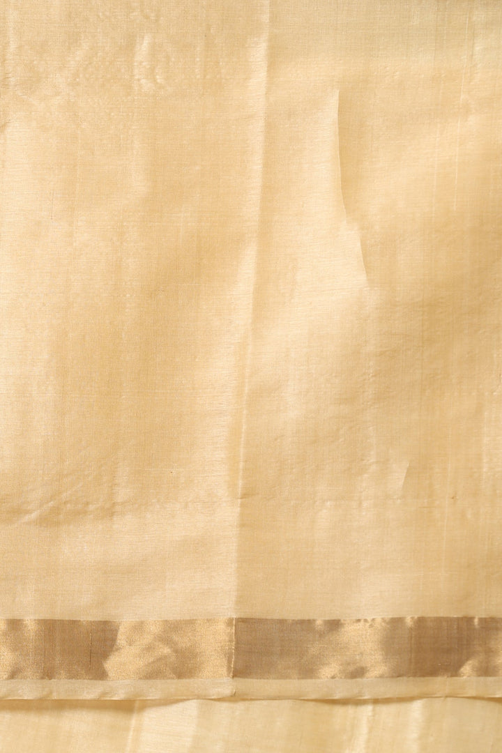 Beige Handwoven Authentic Chattisgarhi Kosa Silk Saree with Unique Design and Zari Border | SILK MARK CERTIFIED