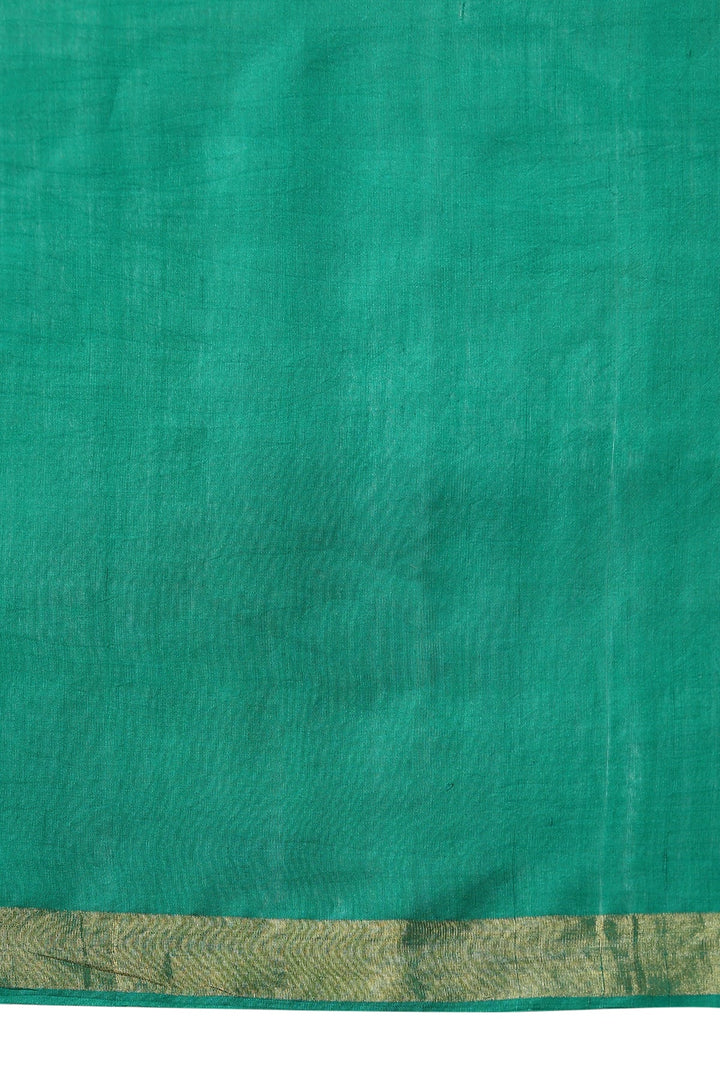 Pure Chattisgarhi handwoven Kosa Tussar Silk Saree in Rama Green with Sona Rupa Bull Motifs | SILK MARK CERTIFIED