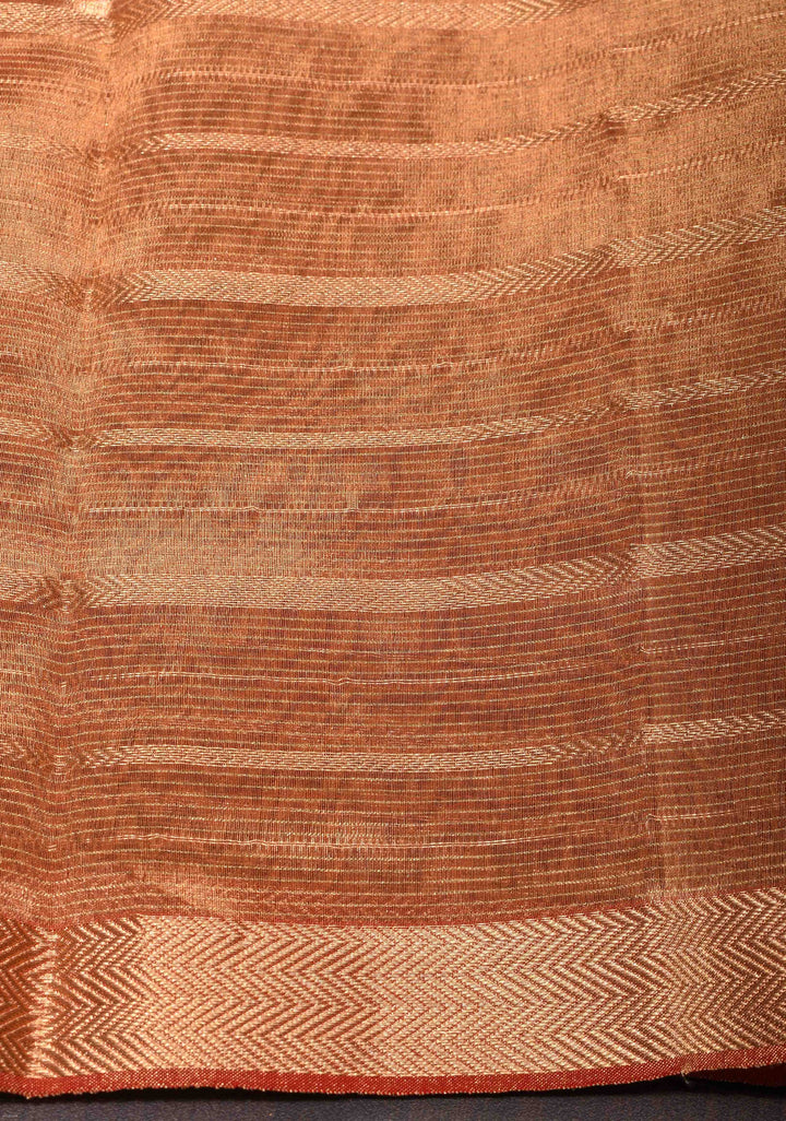 Graceful Olive Green Handwoven Maheshwari Silk Cotton Saree with Horizontal Stripes