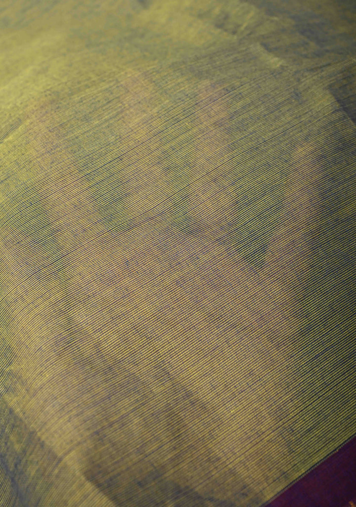 Green Kanchi Cotton Saree With Zari borders | No Blouse piece