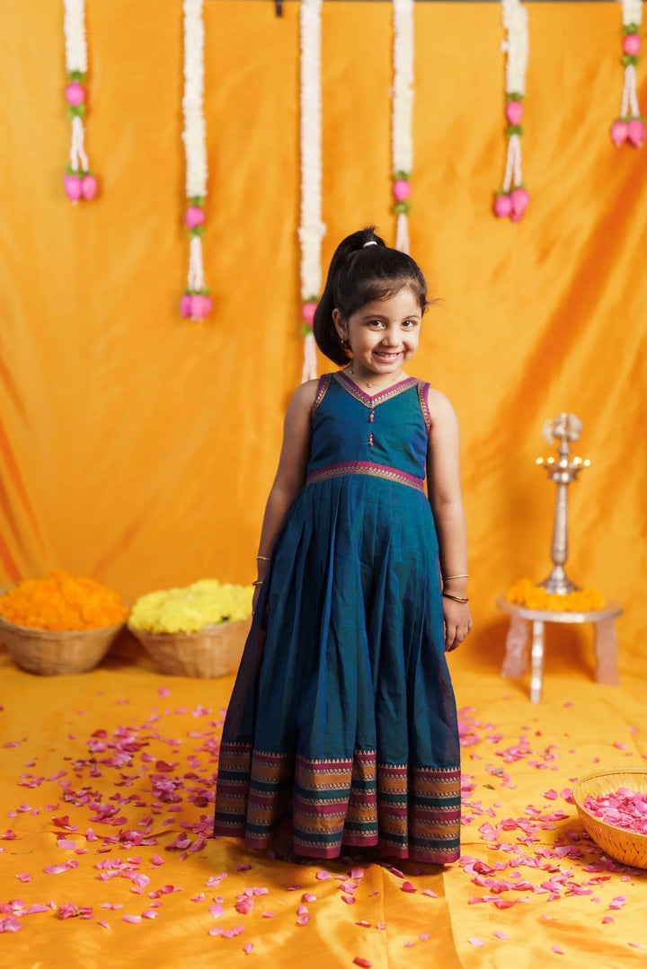 Geetanjali Teal Frock Mini | Made To Order