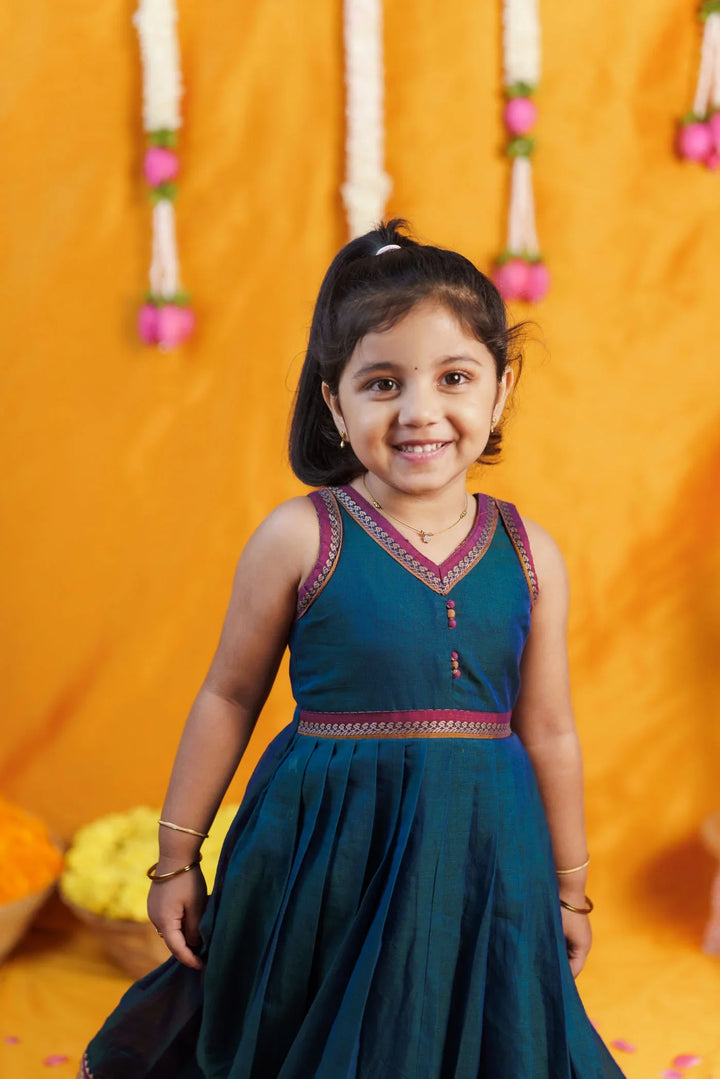 Geetanjali Teal Frock Mini | Made To Order