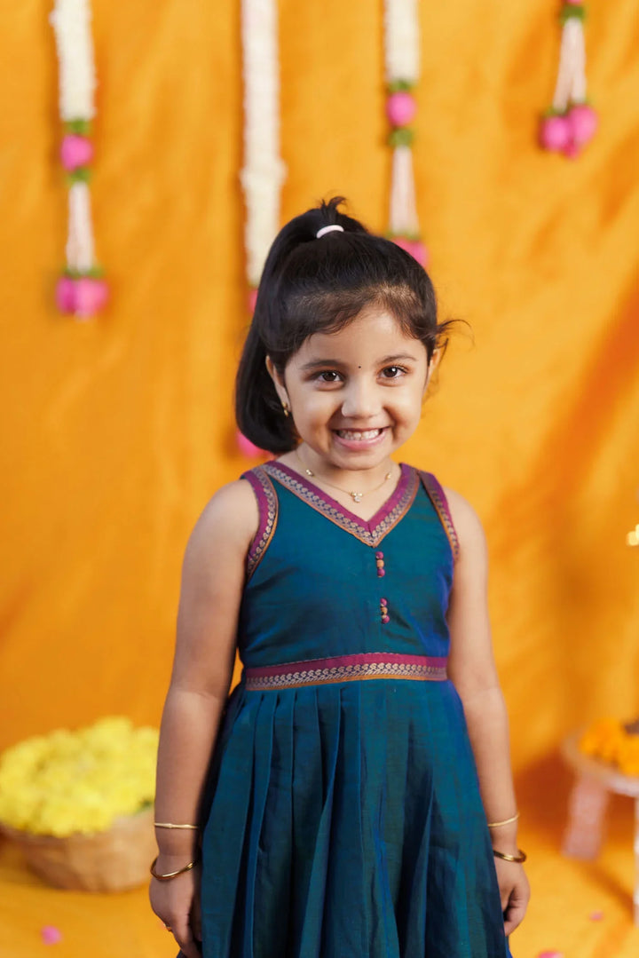 Geetanjali Teal Frock Mini | Made To Order