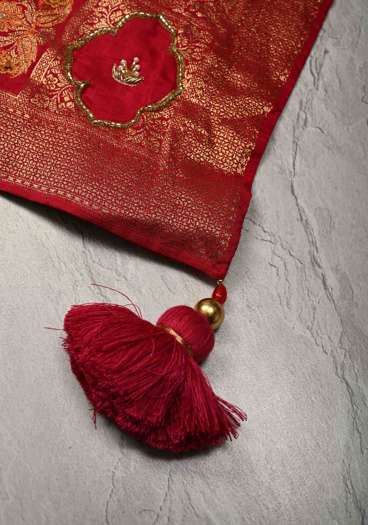 Rani Pink Vegan Viscose Silk Saree with Jharokha-Inspired Patterns Border