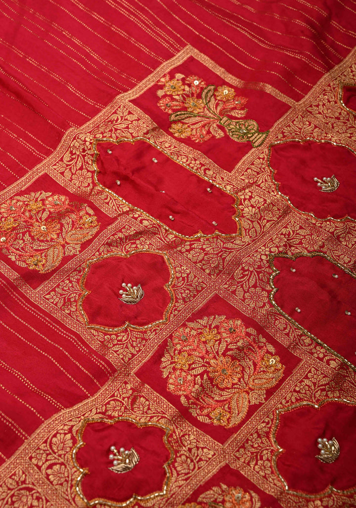 Rani Pink Vegan Viscose Silk Saree with Jharokha-Inspired Patterns Border