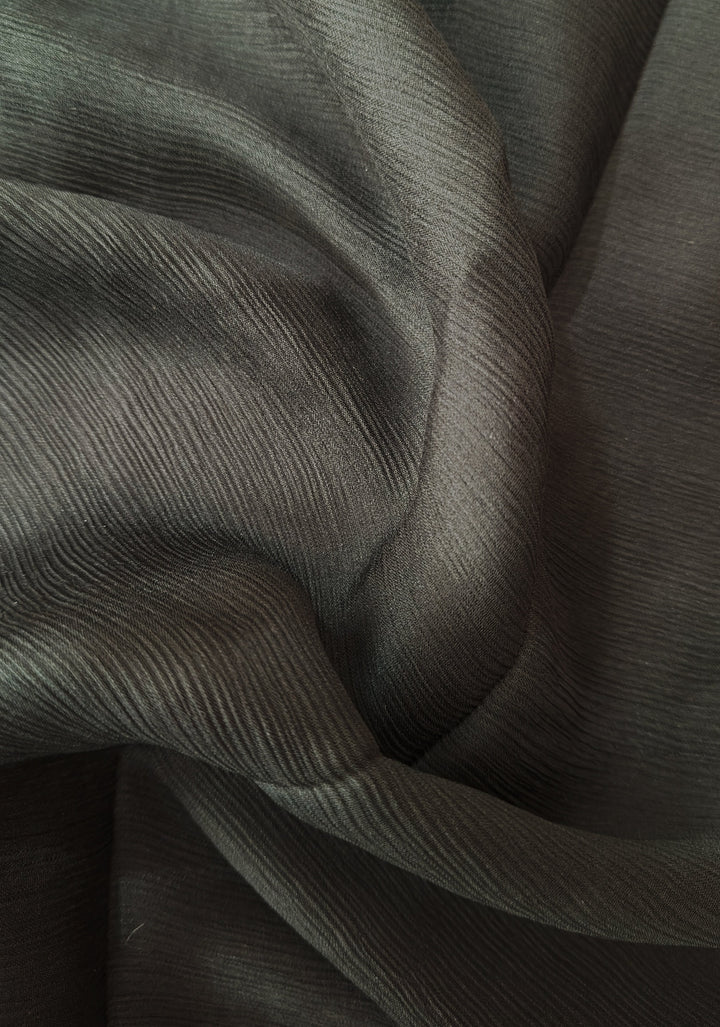 Bollywood style ombre pure chiffon Saree in Black and Grey, No Blouse Piece