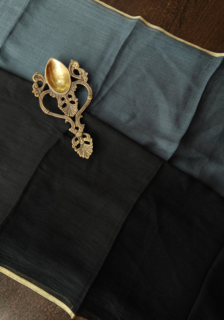 Bollywood style ombre pure chiffon Saree in Black and Grey, No Blouse Piece