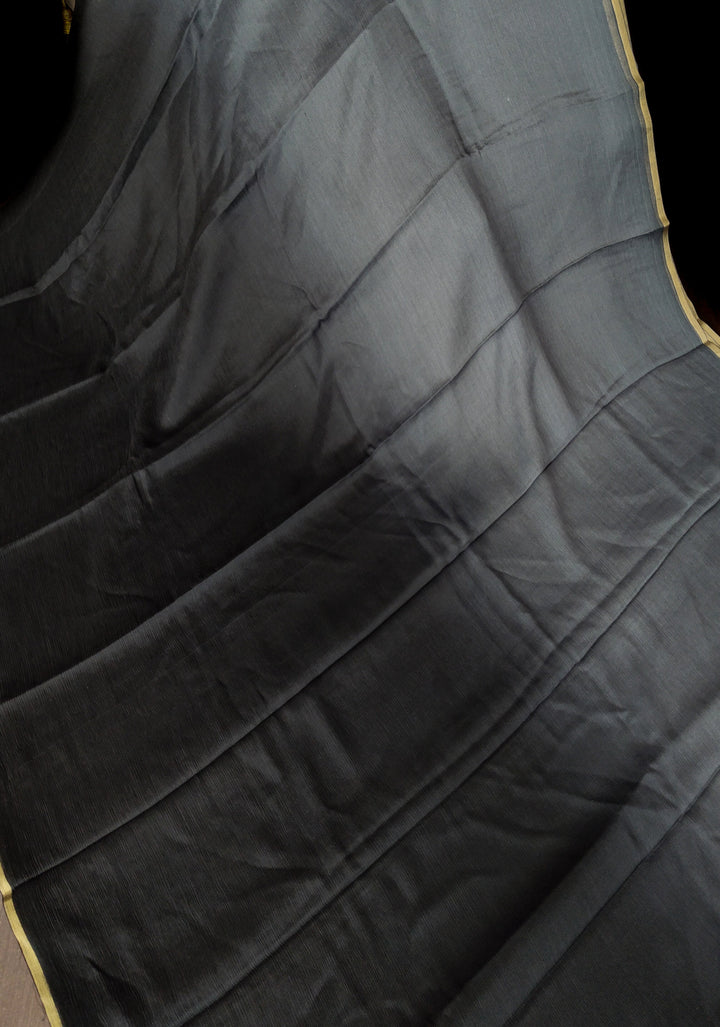 Bollywood style ombre pure chiffon Saree in Black and Grey, No Blouse Piece