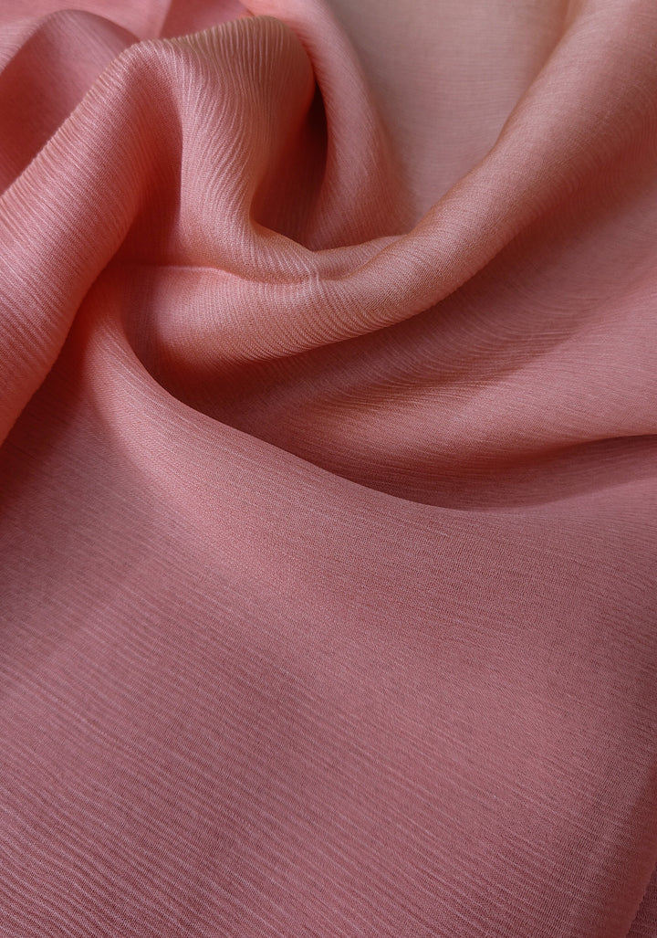 Bollywood style ombre pure chiffon Saree in Coral Pink and Yellow, No Blouse Piece