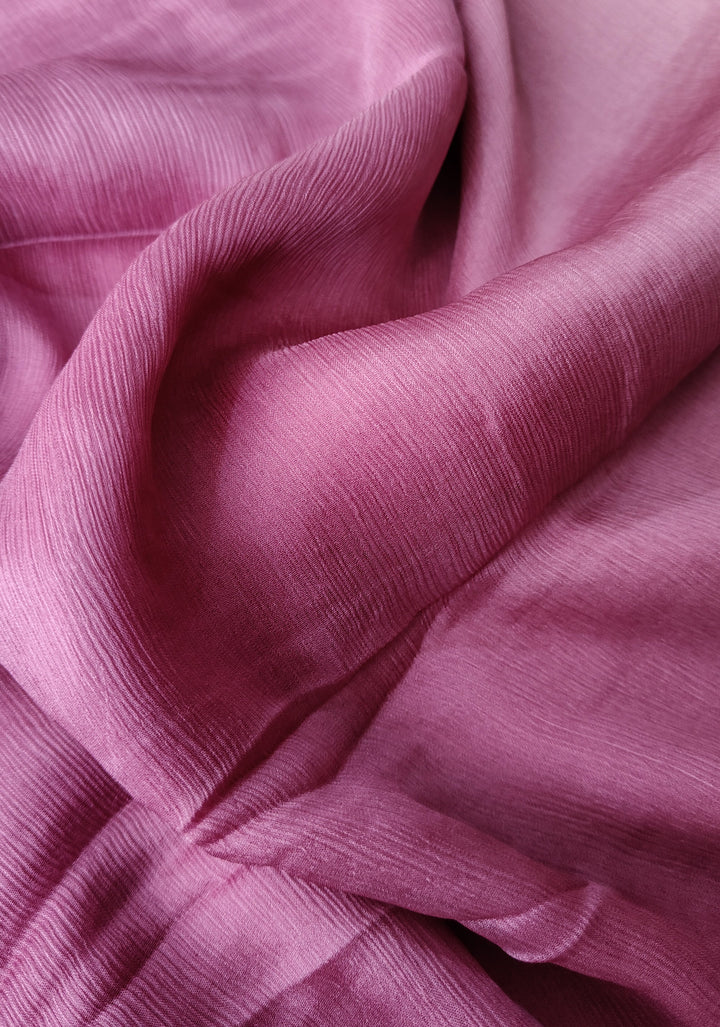 Bollywood style ombre pure chiffon Saree in Butter Yellow and Strawberry Pink, No Blouse Piece