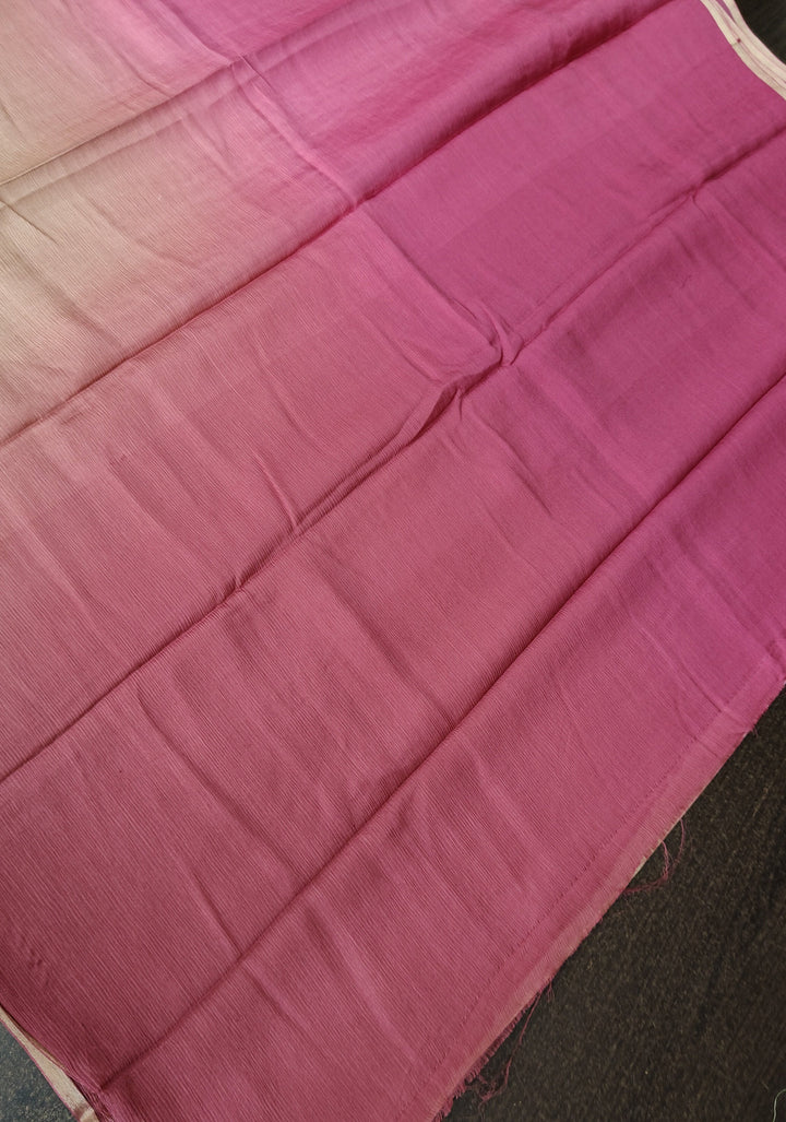 Bollywood style ombre pure chiffon Saree in Pink andSand, No Blouse Piece