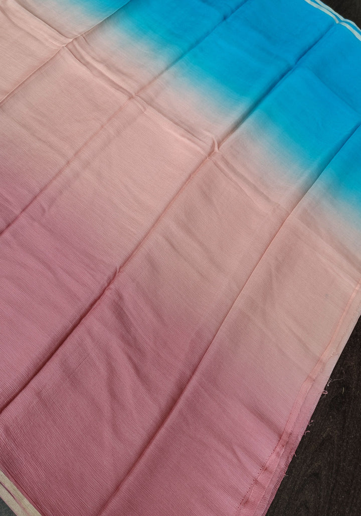 Multicolor Bollywood Style Ombre Pure Chiffon Saree, No Blouse Piece