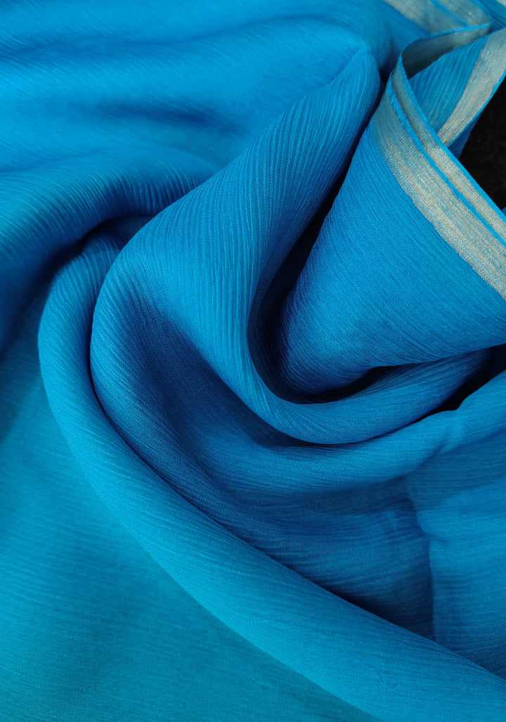 Multicolor Bollywood Style Ombre Pure Chiffon Saree, No Blouse Piece