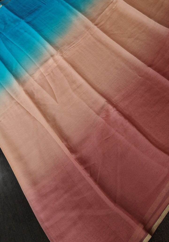 Multicolor Bollywood Style Ombre Pure Chiffon Saree, No Blouse Piece