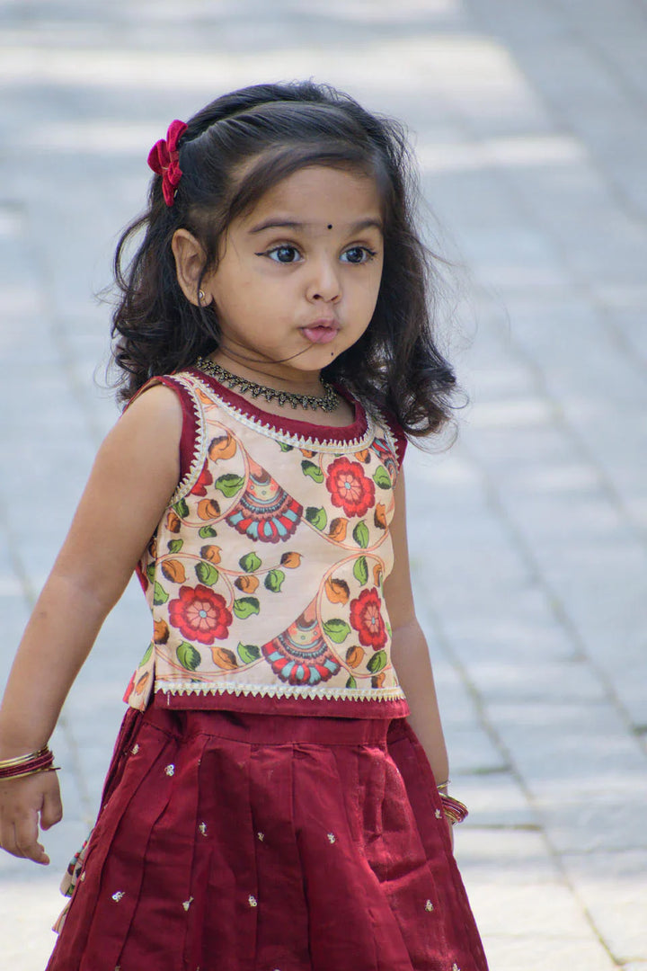 Maroon Mania - Lehenga and Top set for Girl Kid | Made To Order
