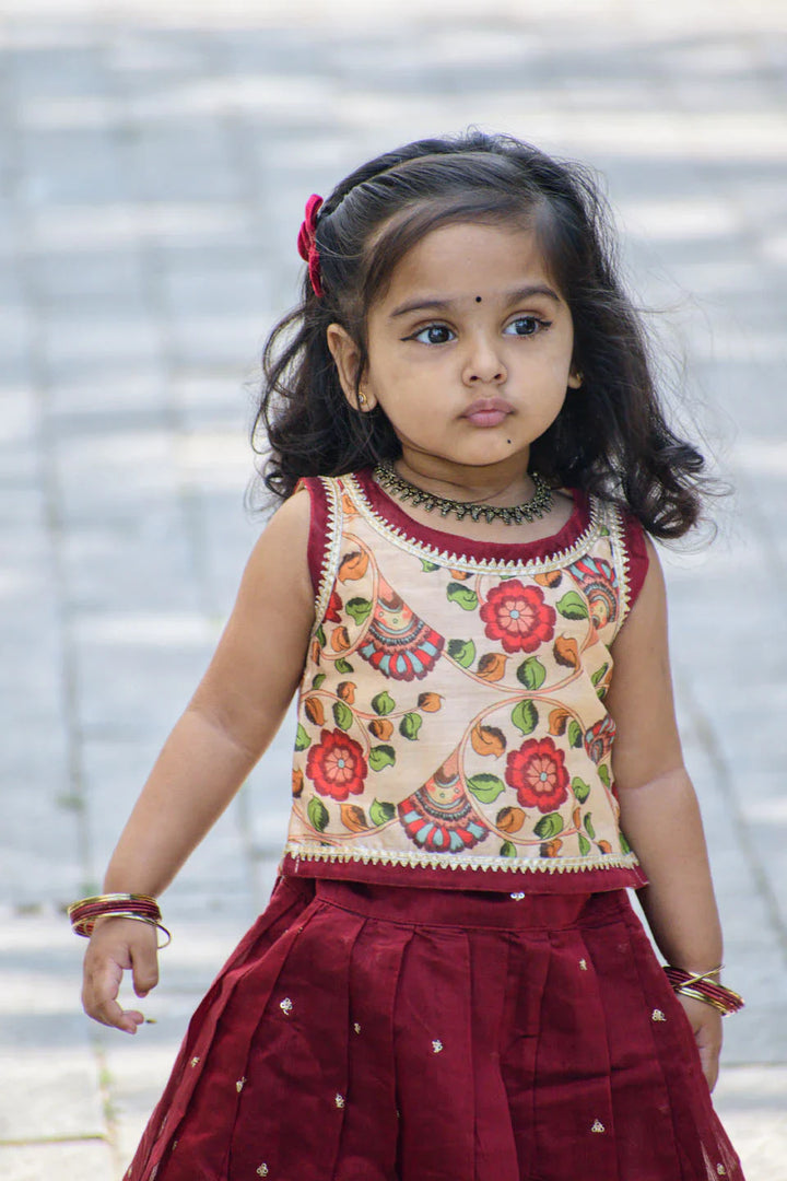 Maroon Mania - Lehenga and Top set for Girl Kid | Made To Order
