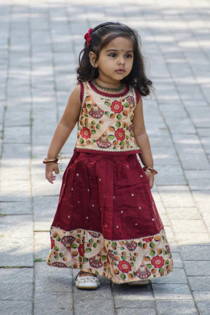 Maroon Mania - Lehenga and Top set for Girl Kid | Made To Order