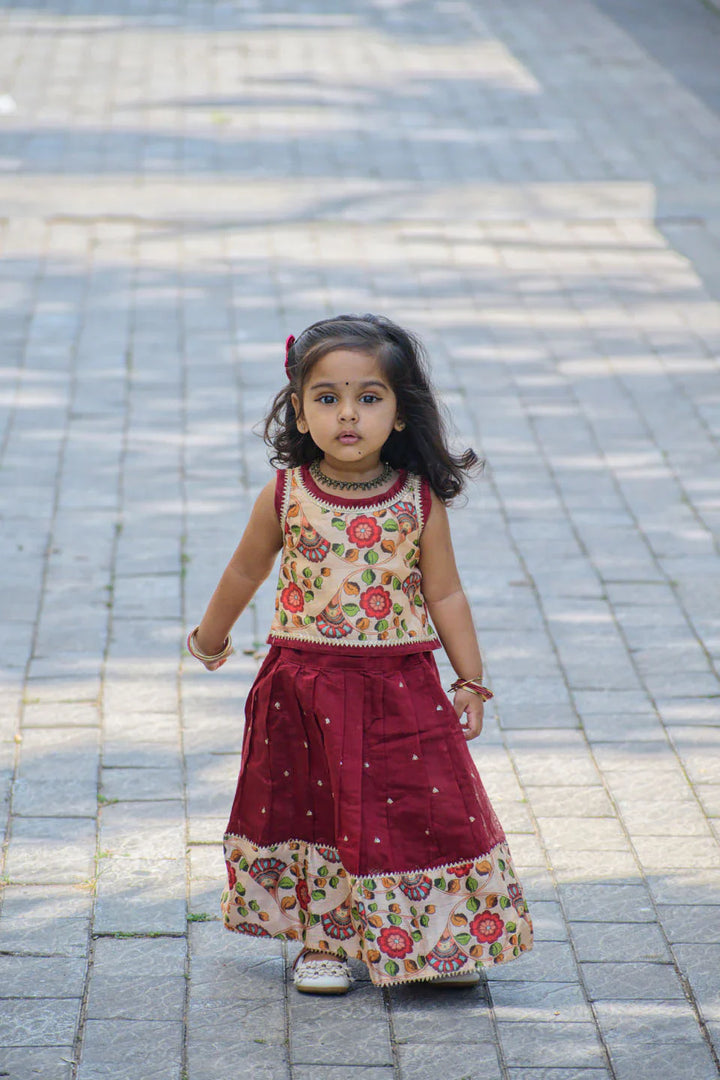 Maroon Mania - Lehenga and Top set for Girl Kid | Made To Order