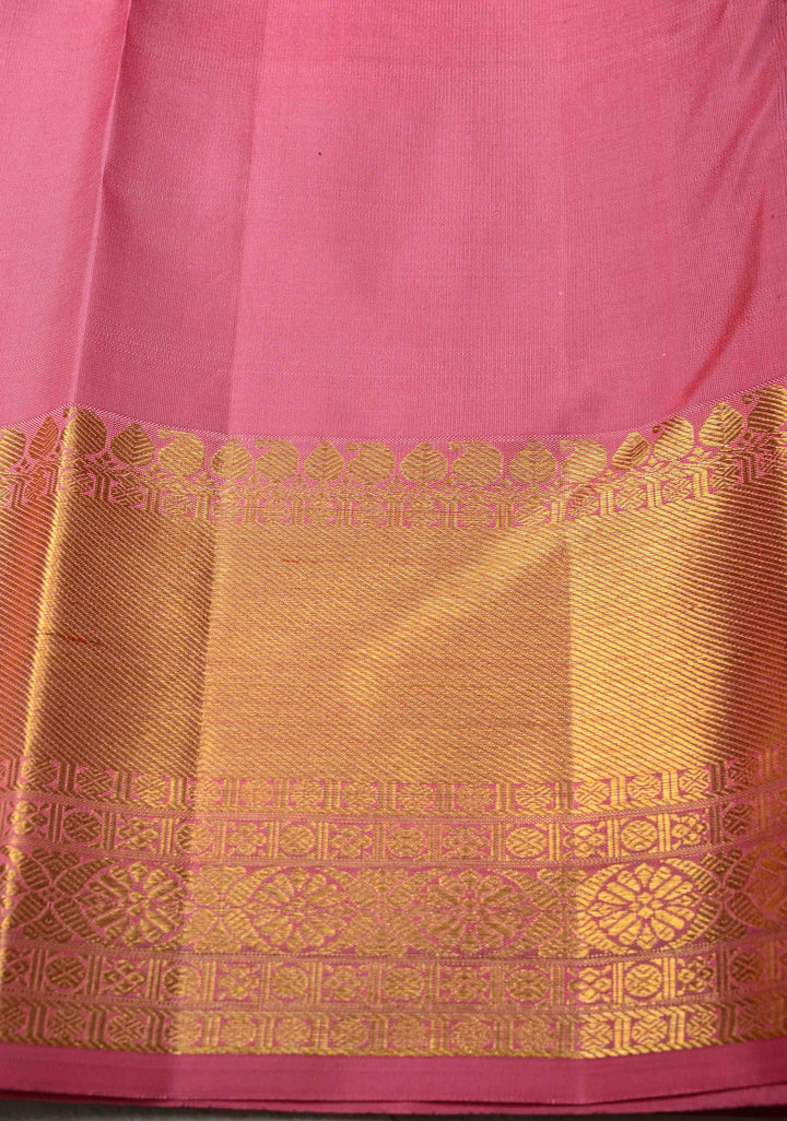 Rose Pink Pure Kanjivaram Silk Saree with Meenakari Patola Brocade and Zari Border | SILK MARK CERTIFIED