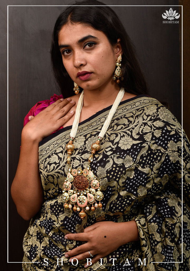 Magnificent Ganesha Brass Pendant Set with handpainted elements  I Shobitam Jewelry