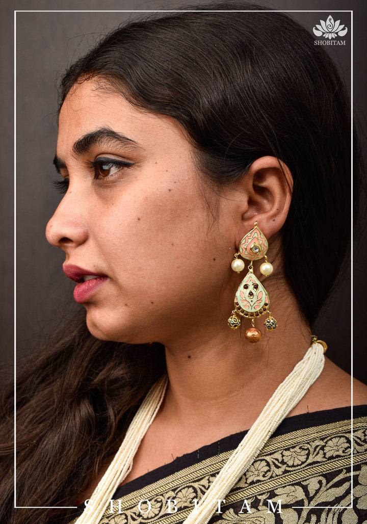 Magnificent Ganesha Brass Pendant Set with handpainted elements  I Shobitam Jewelry