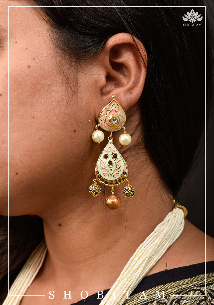 Magnificent Ganesha Brass Pendant Set with handpainted elements  I Shobitam Jewelry