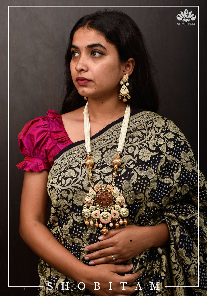 Magnificent Ganesha Brass Pendant Set with handpainted elements  I Shobitam Jewelry