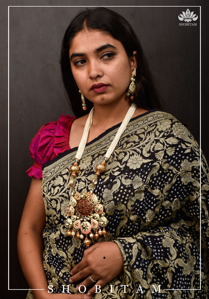 Magnificent Ganesha Brass Pendant Set with handpainted elements  I Shobitam Jewelry