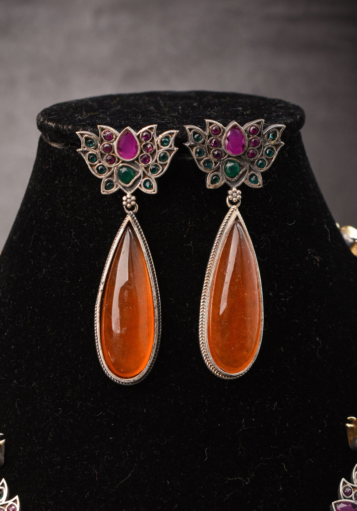 Fusion Dual Tone Jewelry with Pichwai Cow Units and burnt orange Stones | Shobitam Jewelry