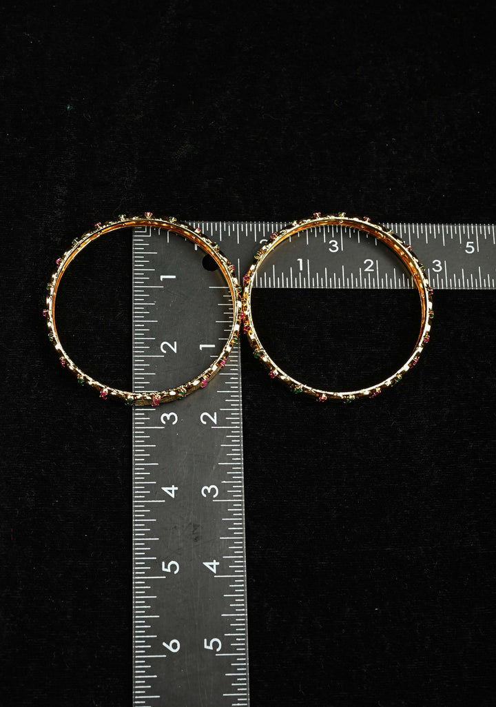 Size 2.4 Lakshmi Coin with Red and Green Stones Bangles - pair