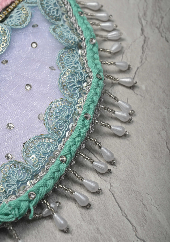 Evil Eye Design Lilac Laddu Gopal 2 piece Dress, 8" Diameter with Mala