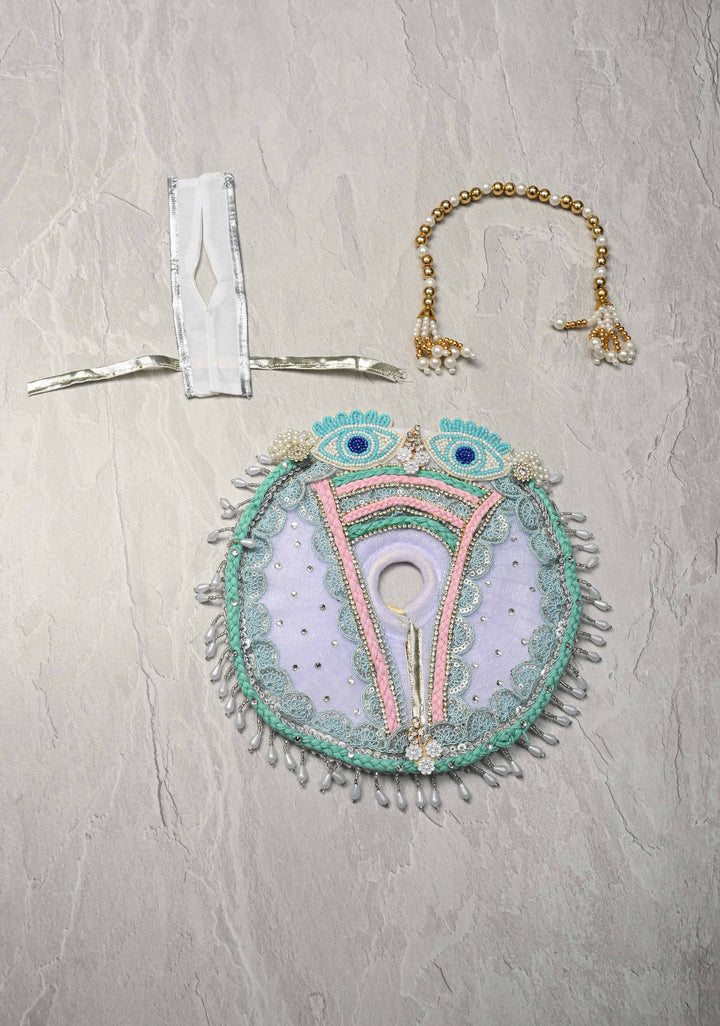 Evil Eye Design Lilac Laddu Gopal 2 piece Dress, 8" Diameter with Mala