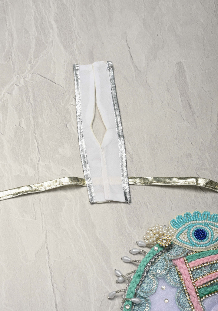 Evil Eye Design Lilac Laddu Gopal 2 piece Dress, 8" Diameter with Mala