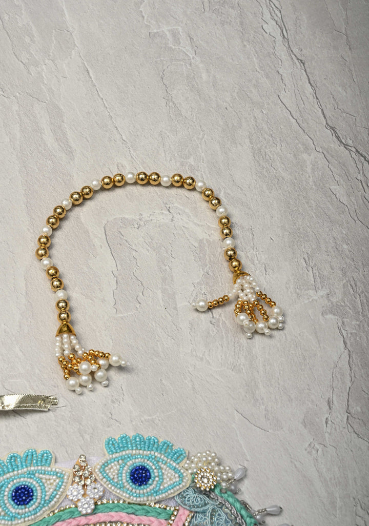 Evil Eye Design Lilac Laddu Gopal 2 piece Dress, 8" Diameter with Mala