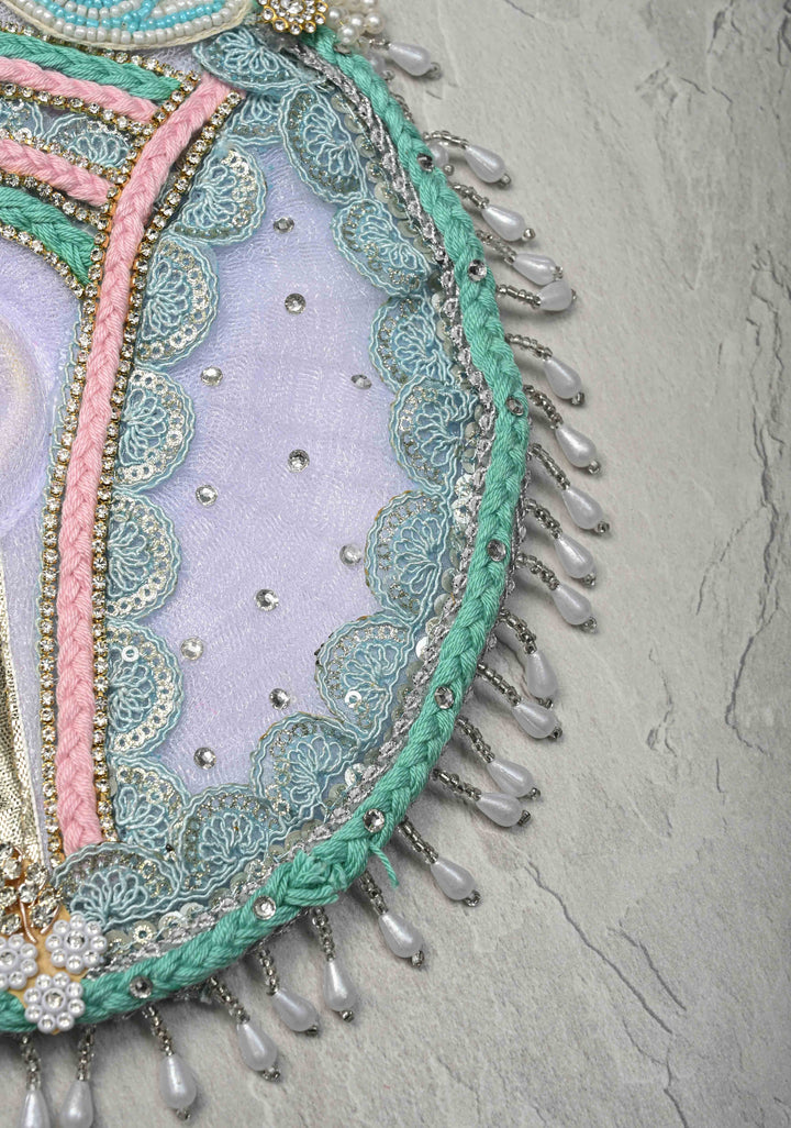 Evil Eye Design Lilac Laddu Gopal 2 piece Dress, 8" Diameter with Mala