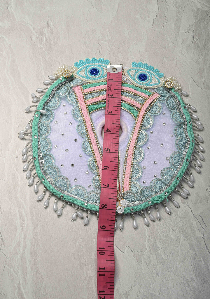 Evil Eye Design Lilac Laddu Gopal 2 piece Dress, 8" Diameter with Mala