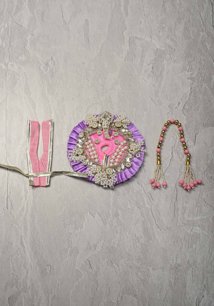 6" Laddu Gopal Dress Set with Pearl and Stone Embellishments, 6" Diameter, 3 piece set