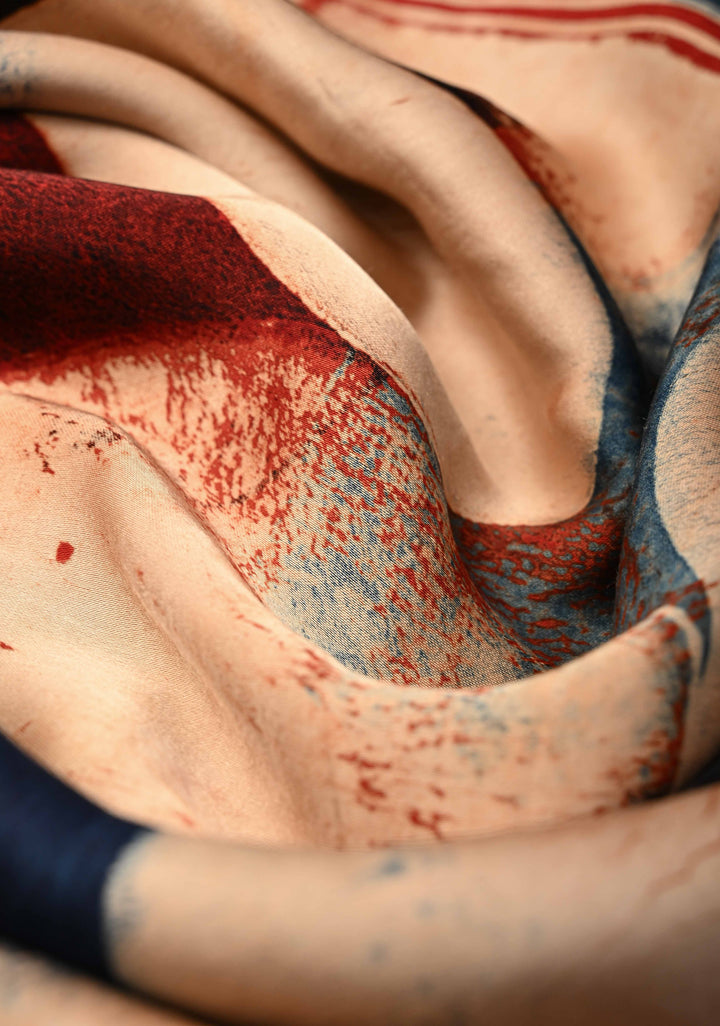 Polka Charm Hand Block Print on Modal Silk Saree with Ajrakh Pallu