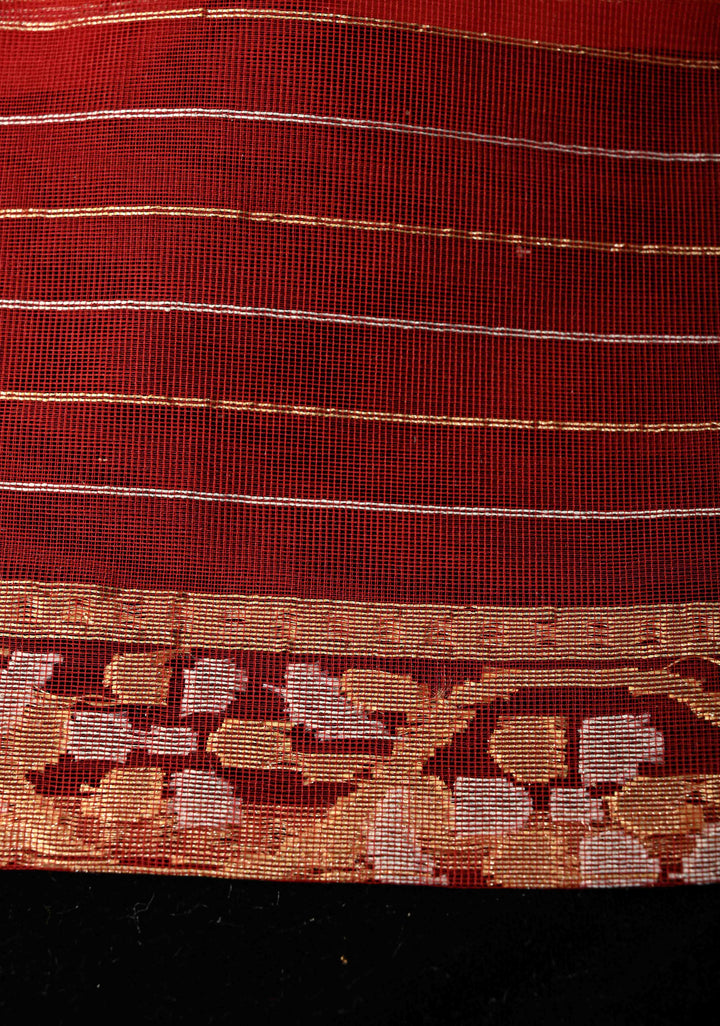 Exquisite Multicolor Rangkaat Inspired Design on Banarasi Raw Silk Net Saree with Net Border and Pallu | SILK MARK CERTIFIED