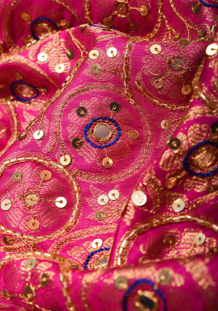 Ink Blue Kanjivaram Silk Saree with sona rupa buttas and Sequins, cutdana work | SILK MARK CERTIFIED