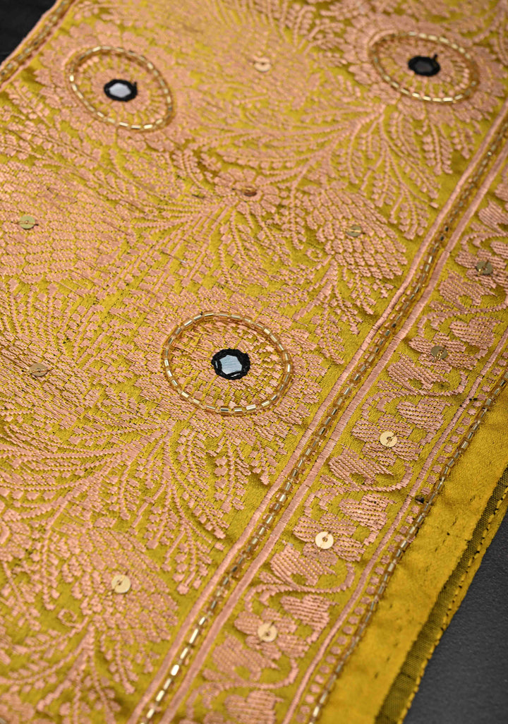 Black Katan Silk Saree with Floral Buttas and Sequins, cutdana, Mirror work on Border, Pallu| SILK MARK CERTIFIED