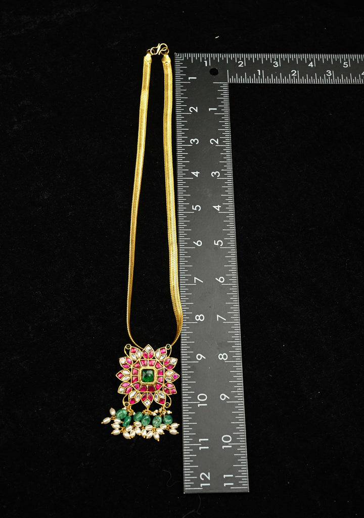 Floral Minimalistic Ethnic Pendant on Braided chain