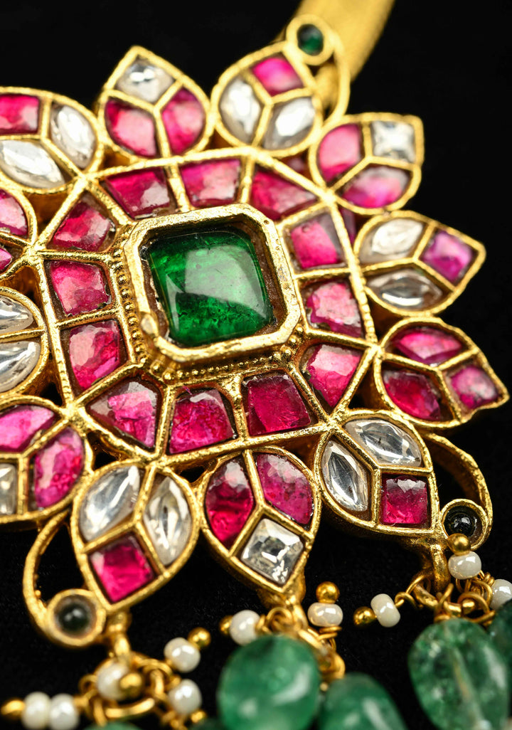 Floral Minimalistic Ethnic Pendant on Braided chain