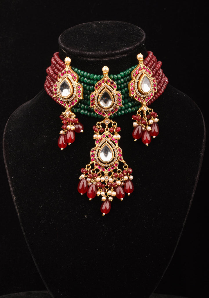 Antique Jadau multistrand Choker with floral Units, No earrings