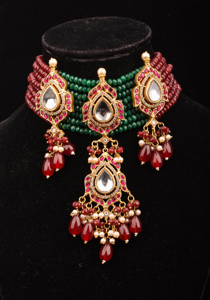 Antique Jadau multistrand Choker with floral Units, No earrings