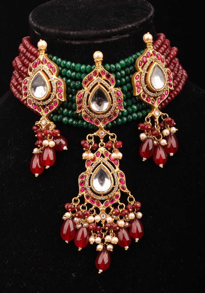 Antique Jadau multistrand Choker with floral Units, No earrings