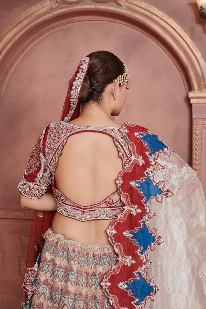 Primrose Zardozi Lehenga with Peacock Motifs, Customizable, Made to Order